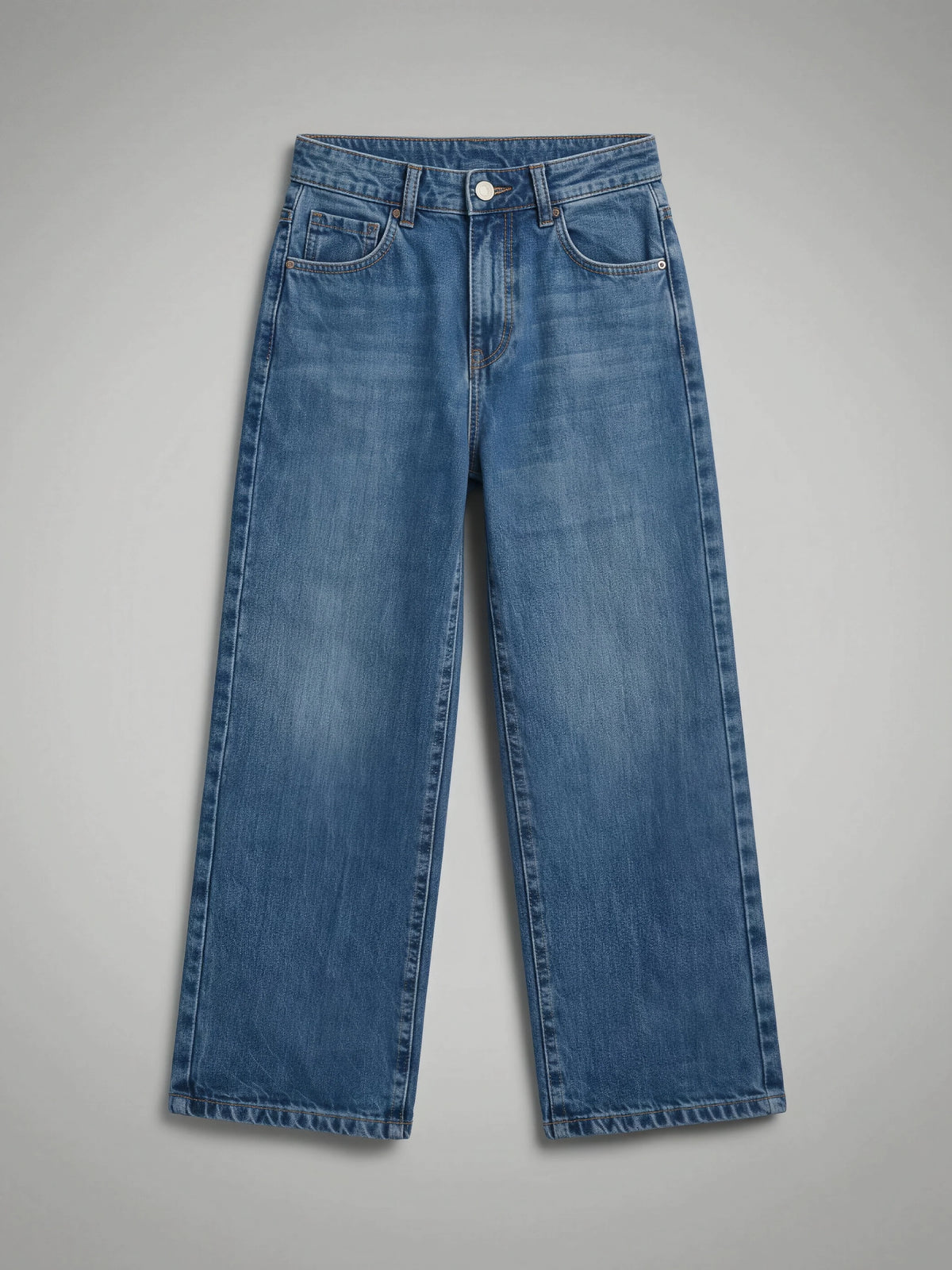 Girls Blue Wide Leg Casual Denim Pants.