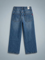 Girls Blue Wide Leg Casual Denim Pants.