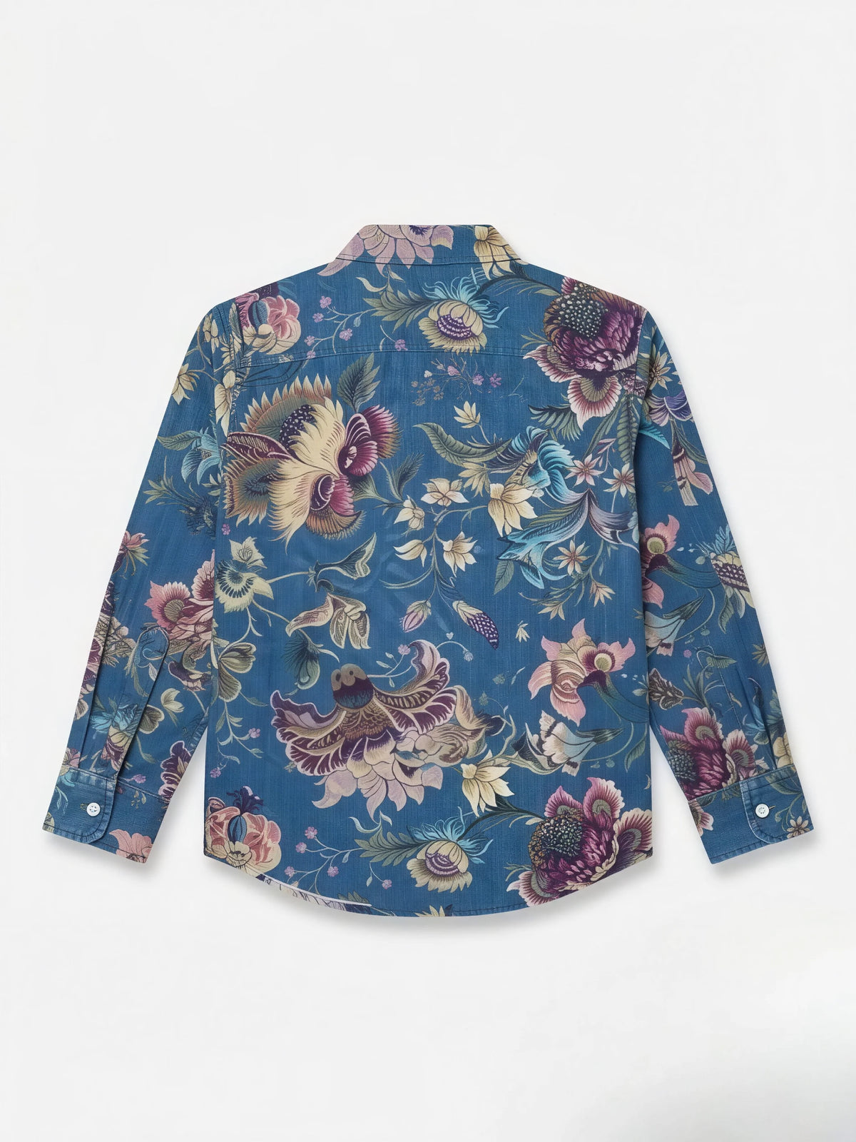 Boys Blue Floral Printed Full Sleeve Casual Shirt