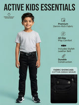 Boys Classic Black Regular Fit Jeans.