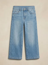 Girls Blue Wide Leg High Waisted Casual Pants