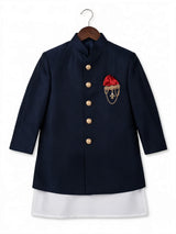 Boys Navy Blue Jodhpuri Sherwani Set with Pocket Square ()