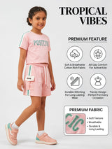 Girls Pink Positive Graphic Crop Top and Shorts Co-ord Set