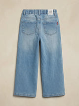 Girls Blue Wide Leg High Waisted Casual Pants