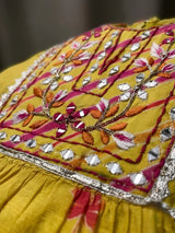 Yellow Floral Printed Kurta Plazzo Set for Girls