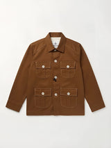 Boys Brown Casual Overshirt & White T-Shirt Combo Set