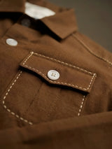 Boys Brown Casual Overshirt & White T-Shirt Combo Set