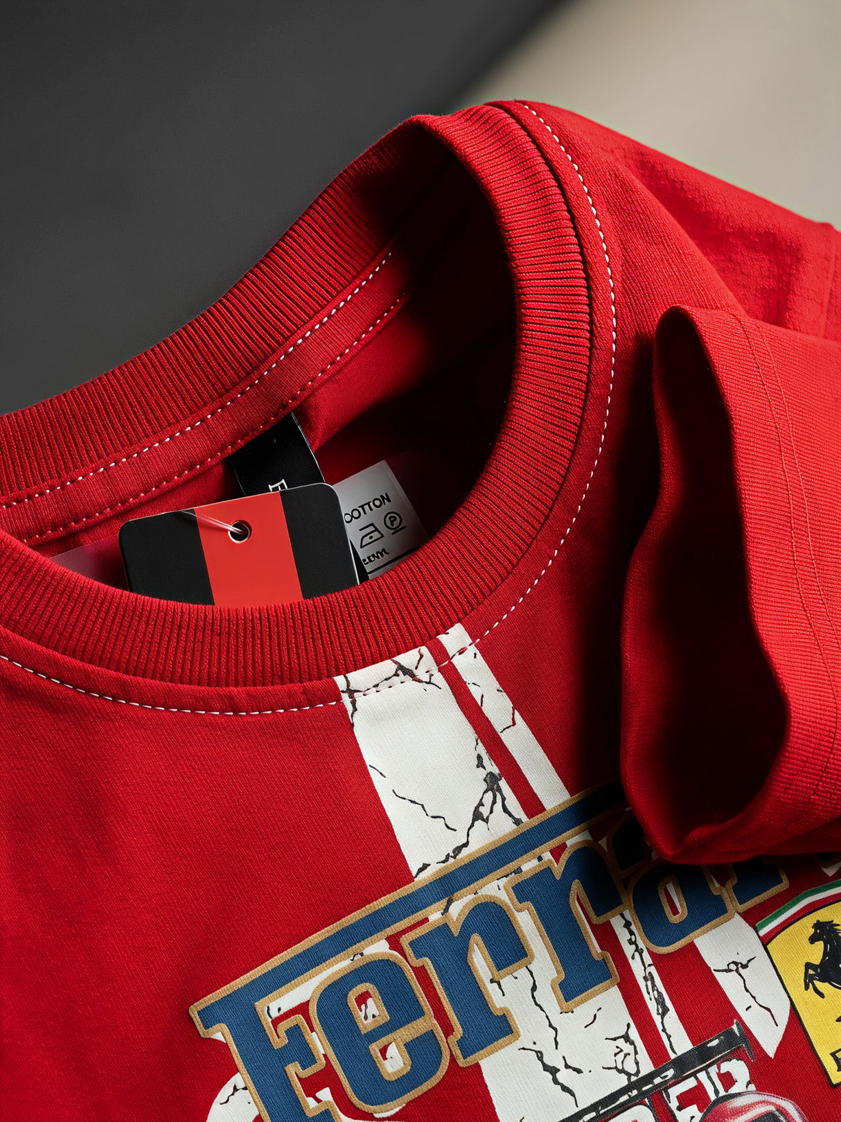 Boys Vibrant Ferrari Graphic T-Shirt and Track Coordinate Set.