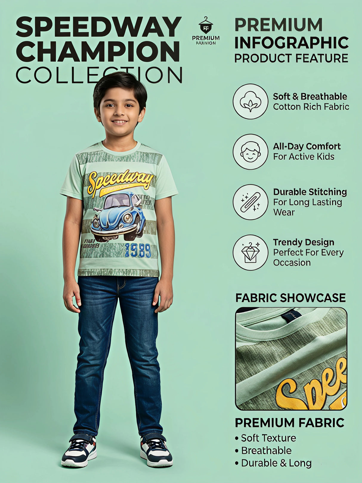 Boys Green Speedway Graphic T-Shirt