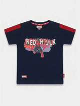 Boys Navy Blue Marvel Red Hulk Graphic T-Shirt