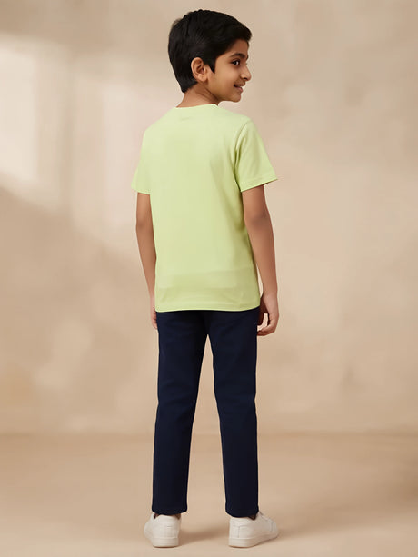 Light Green Panda Graphic Printed Kids T-Shirt