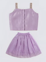 Girls Purple Embroidered Choli Set.