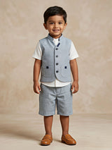 Boys Blue Waistcoat & Shorts Coordinate Set