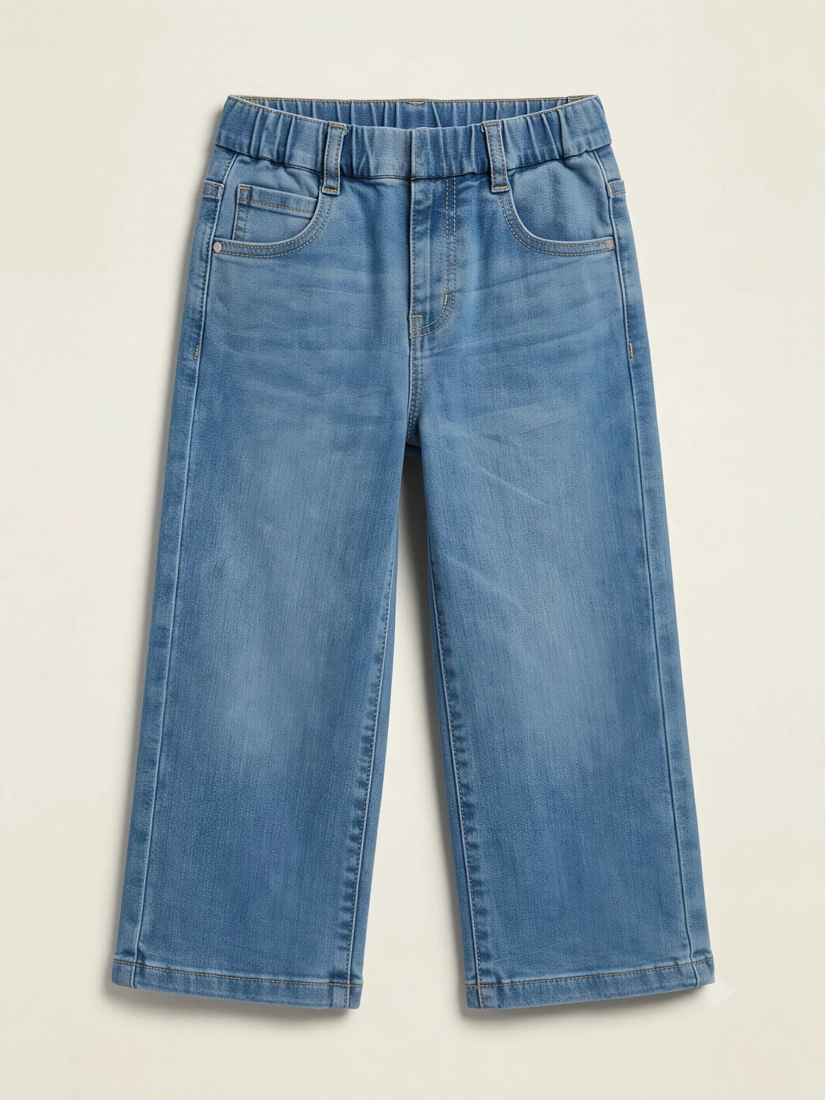Girls Light Blue Wide Leg Casual Pants.