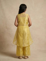 Yellow Embroidered Jacket Plazzo Sets for Girls