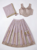 Girls Purple Sequined Choli Set.