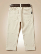 Boys White Casual Pants - Regular Fit Trousers