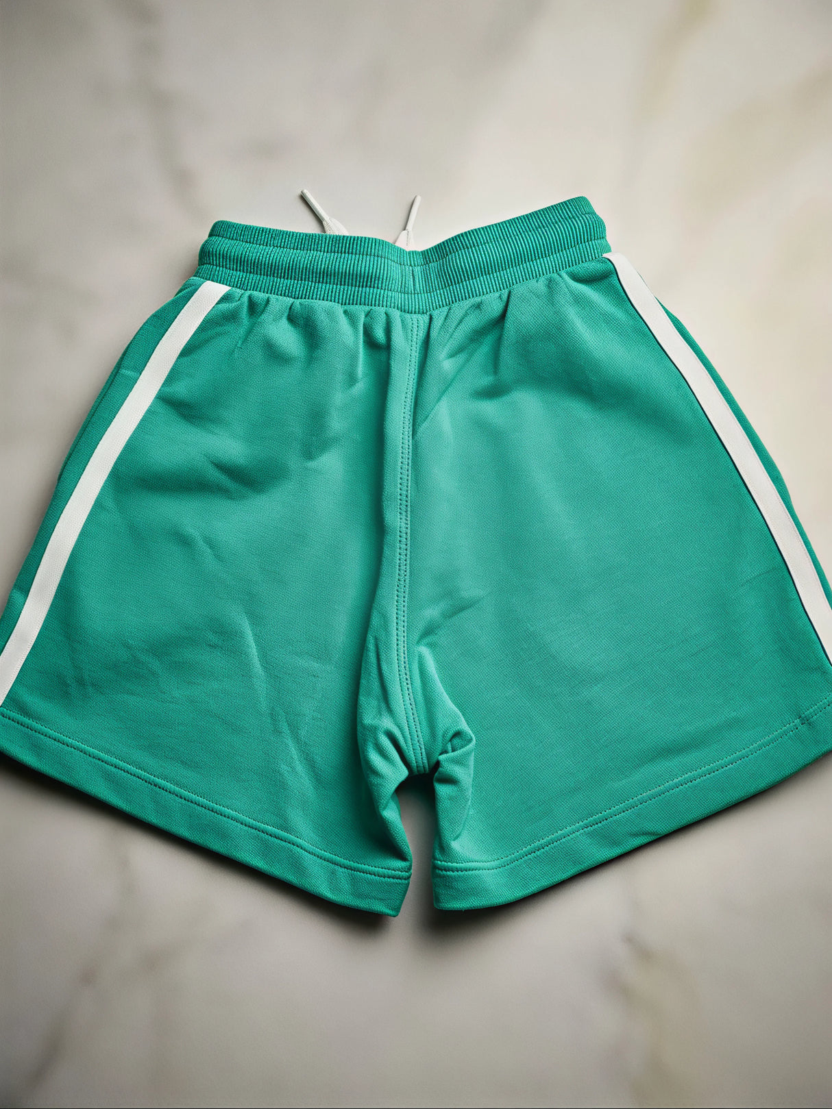 Girls Sporty Sea Green Cotton Shorts with Side Stripes