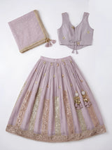 Girls Purple Sequined Choli Set.