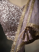 Girls Purple Sequined Choli Set.