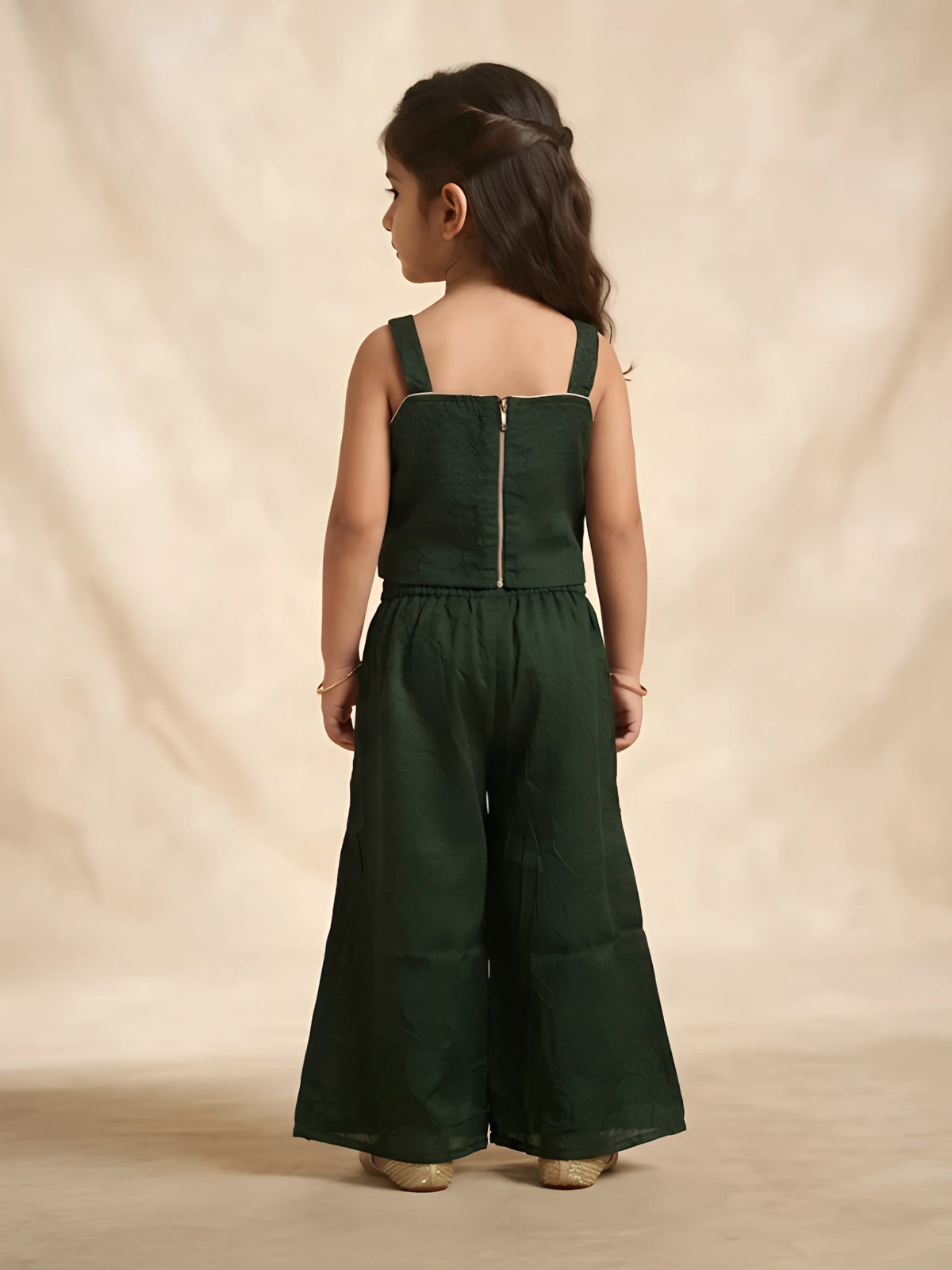 Green Floral Embroidered Palazzo Set with Dupatta