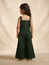 Green Floral Embroidered Palazzo Set with Dupatta