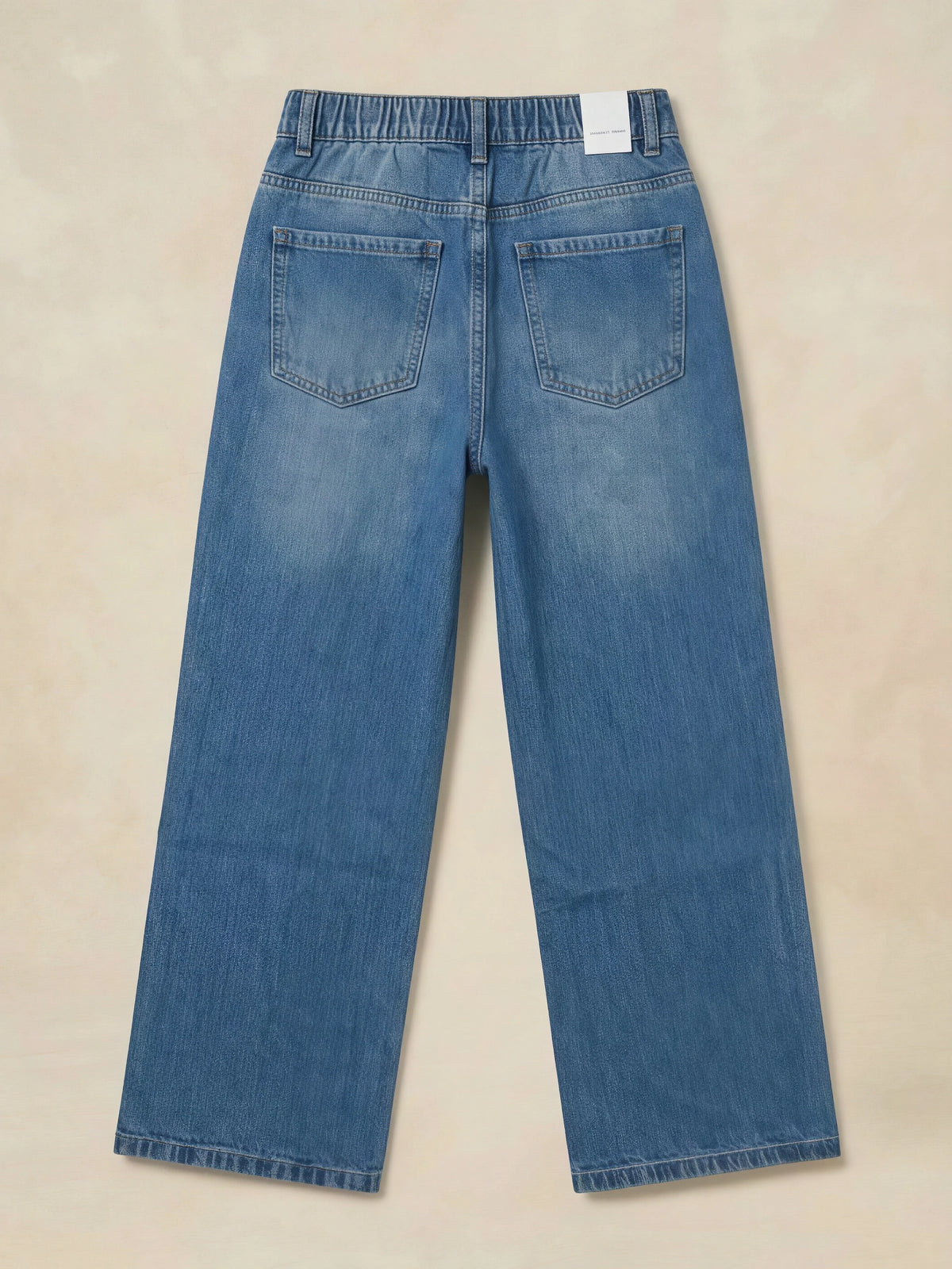 Girls Light Blue Embroidered Wide Leg Casual Pants.