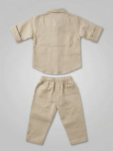 Boys Cream Solid Co-ord Set.