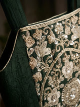 Green Floral Embroidered Palazzo Set with Dupatta