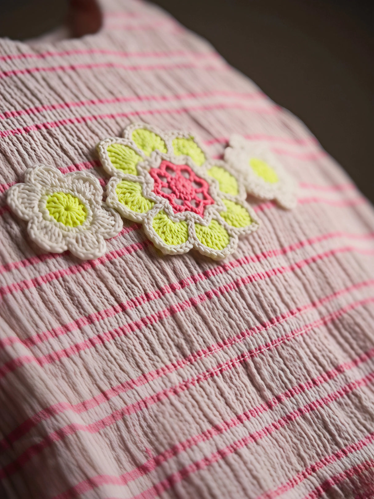 Girls Pink Striped Floral Sleeveless Top