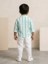 Boys Green Striped Co-Ord Set.