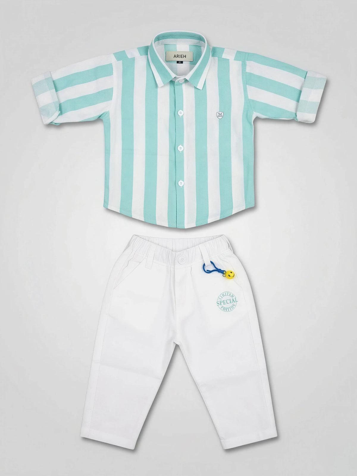 Boys Green Striped Co-Ord Set.