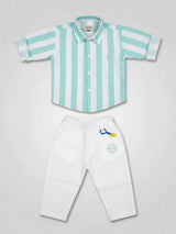 Boys Green Striped Co-Ord Set.