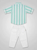 Boys Green Striped Co-Ord Set.