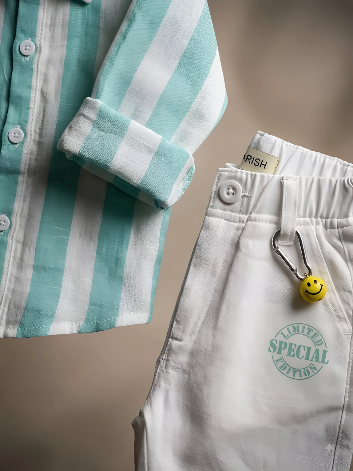 Boys Green Striped Co-Ord Set.