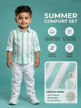 Boys Green Striped Co-Ord Set.