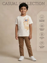 Cream Cotton Graphic Print T-Shirt Kids Casual Wear