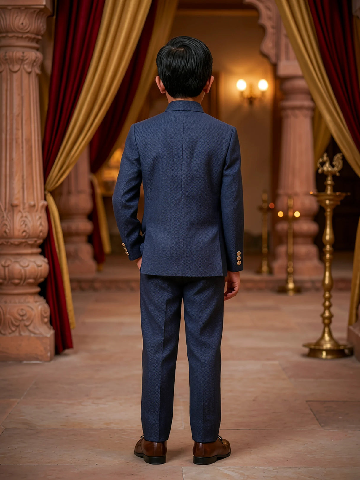 Boys Navy Blue Jodhpuri Suit - Elegant Ethnic Bandhgala Set  ()