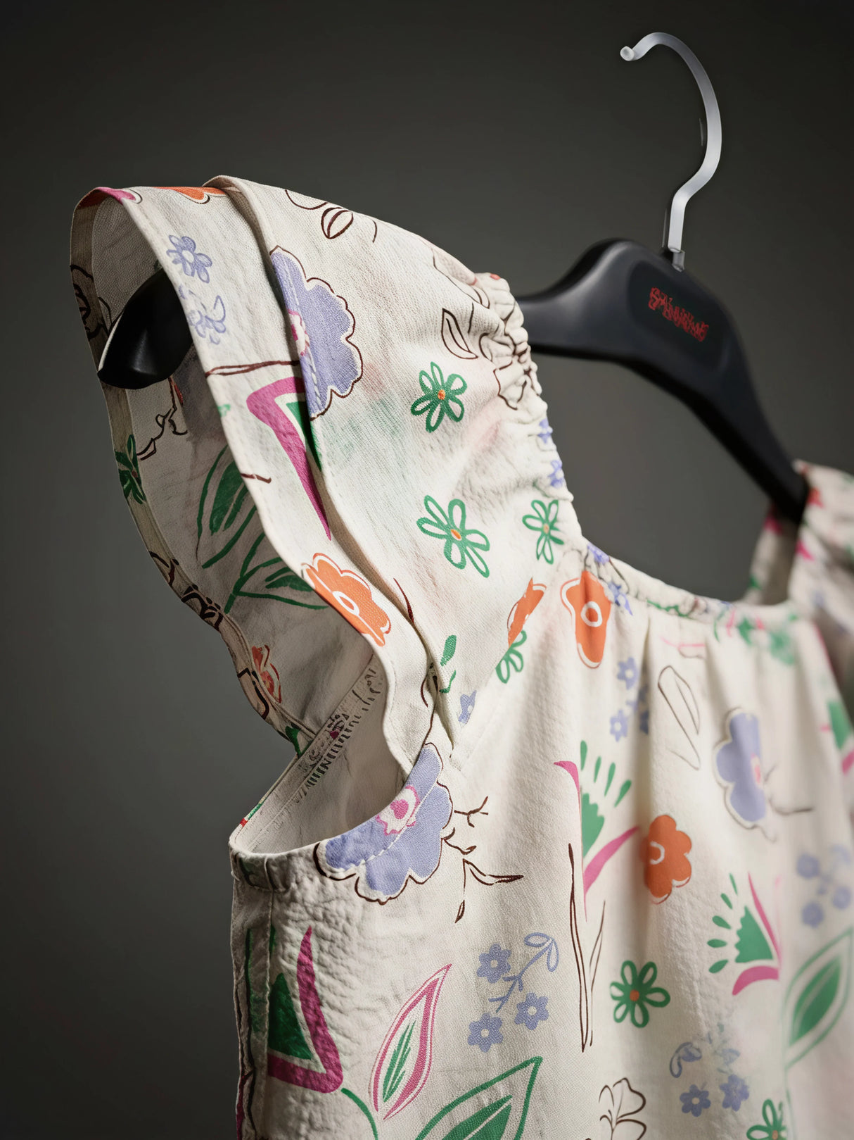 Girls Off-White Printed Top with Green Skirt Set.