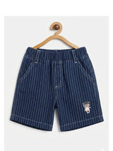 Boys Peach Nautical Print Cotton T-Shirt & Striped Shorts Set