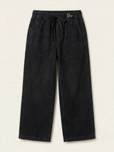 Girls Black Drawstring Wide Leg Casual Pants.