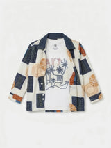 Boys Cream Printed Full Sleeve Casual Shirt and T-Shirt Set