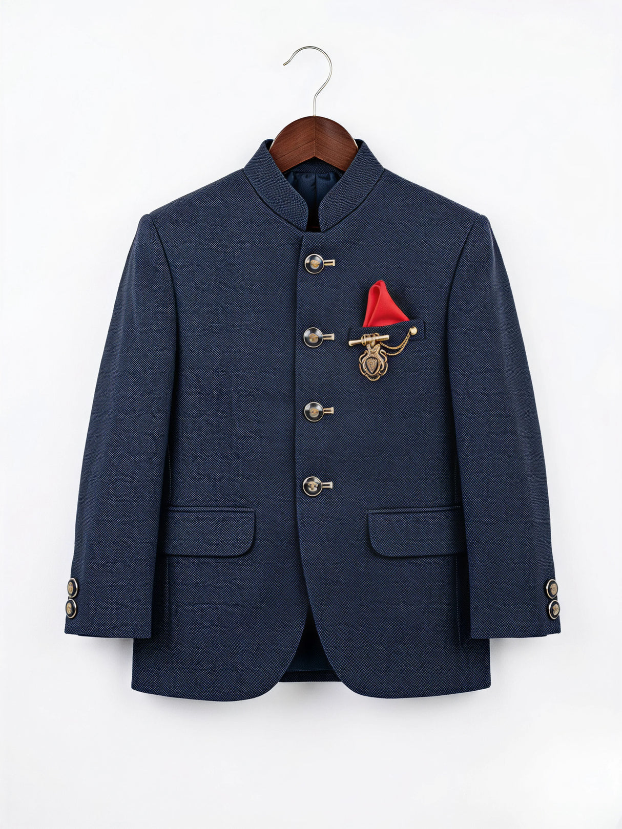 Boys Navy Blue Jodhpuri Suit - Elegant Ethnic Bandhgala Set  ()