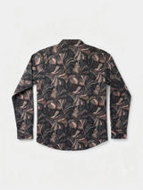 Boys Black Floral Printed Casual Full Sleeve Shirt