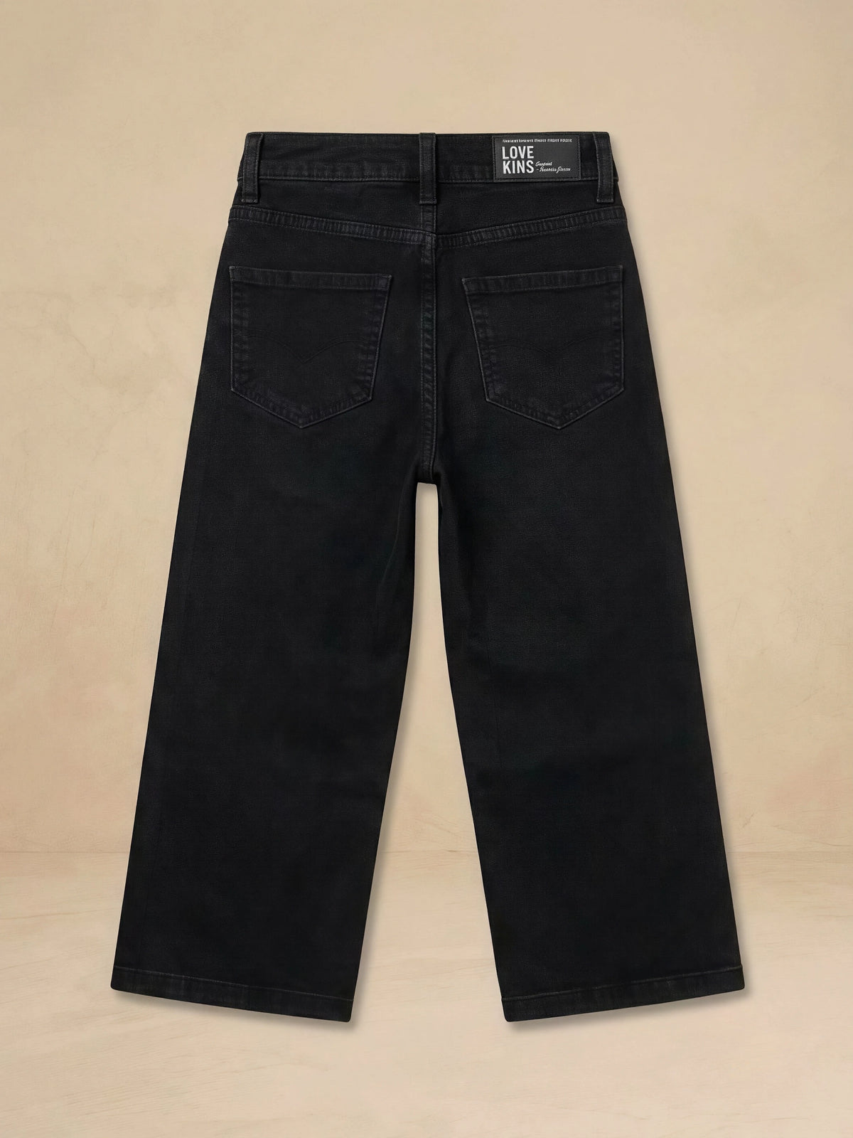 Girls Black Wide-Leg Casual Pants.