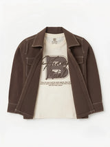 Boys Brown Full Sleeve Casual Shirt with Inner T-Shirt
