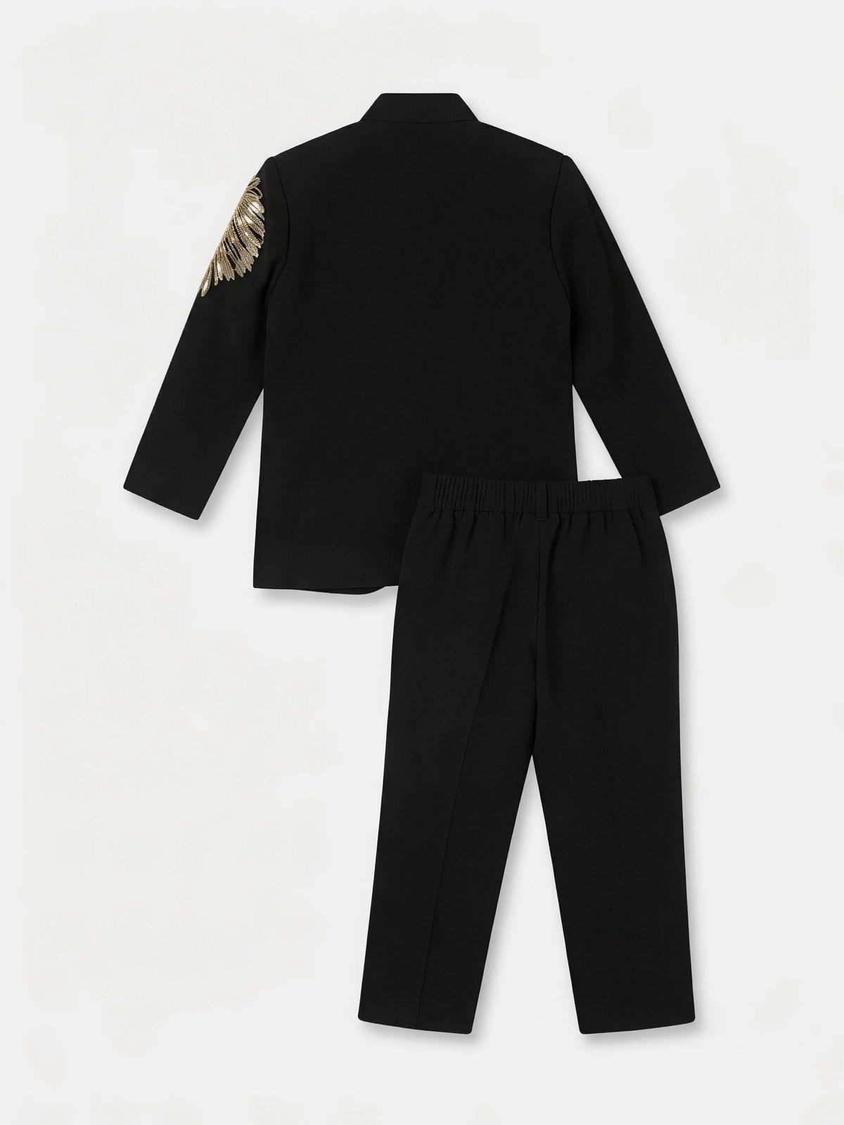 Black Gold Lion Embroidery Jodhpuri Suit Set for Boys