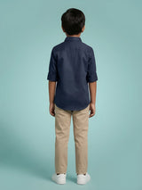 Boys Navy Blue Casual Shirt.