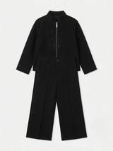 Boys Black Embellished Waistcoat Jacket Set