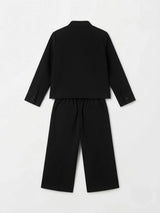 Boys Black Embellished Waistcoat Jacket Set